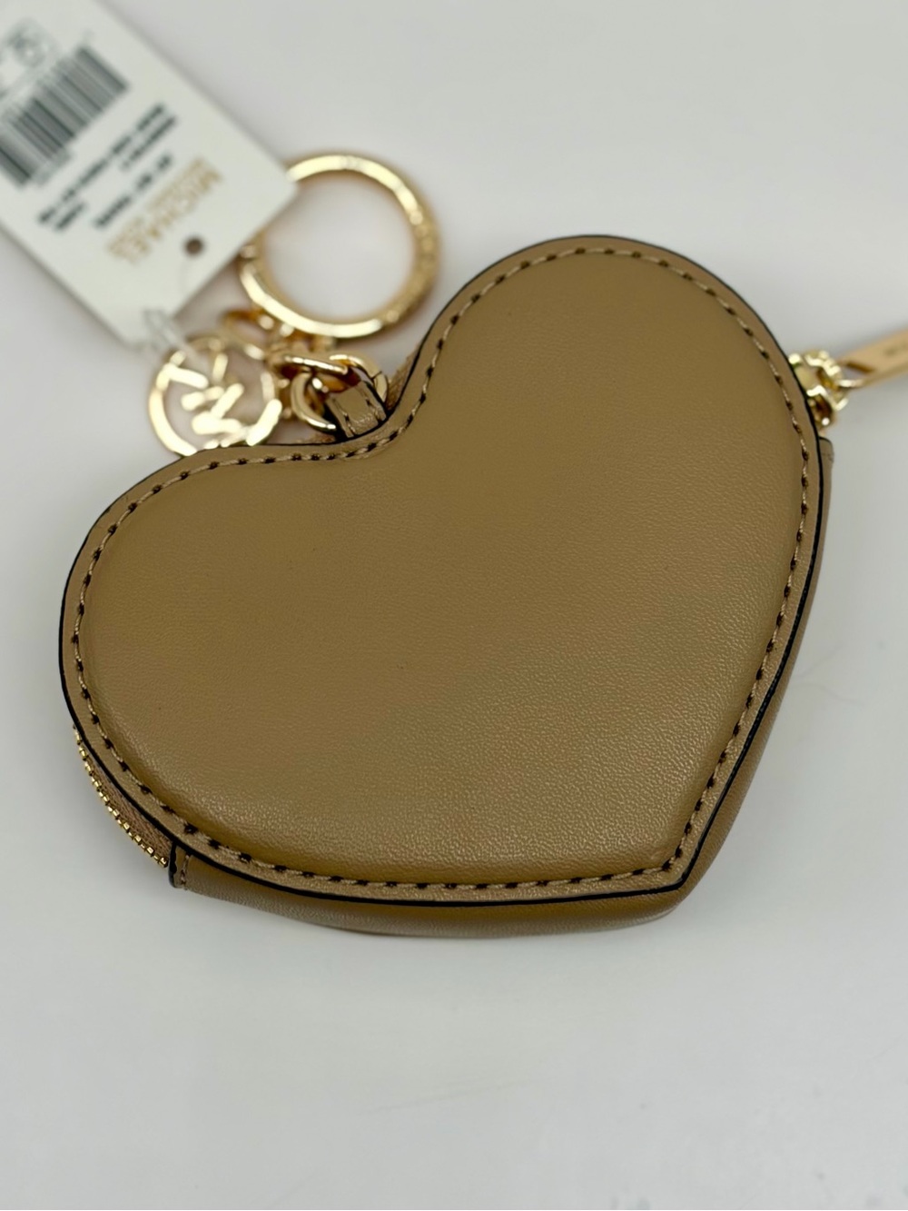 Michael Kors Tan Quilted Heart Keyring Coin Pouch Matelassé Bag Charm - Picture 6 of 9